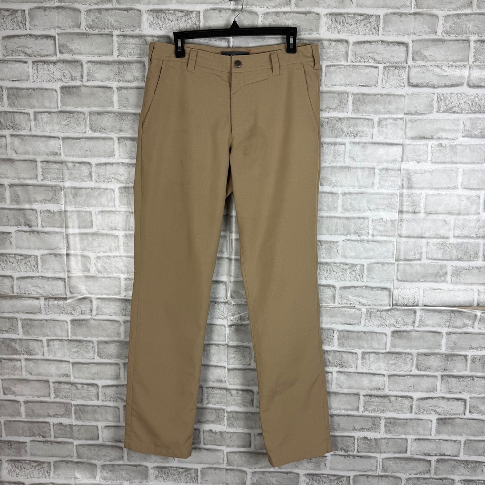 Bluffworks Original Regular Fit Pants Mens 32 x34 Khaki Tan Travel Trousers NYC